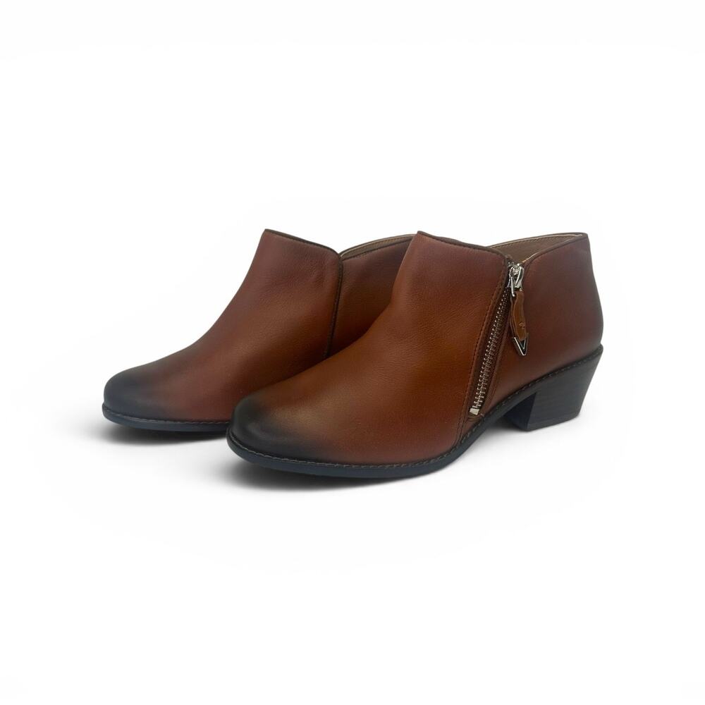Vionic Women's Jolene Ankle Boot Size 6.5 Mocha Brown Booties Western Block Heel